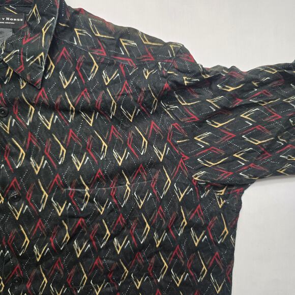 Crazy Horse Button Up Mens Large Hawaiian Geometric Short Sleeve Shirt - Picture 2 of 11